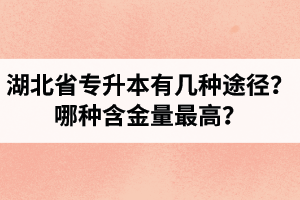 湖北省專升本有幾種途徑？哪種含金量最高？