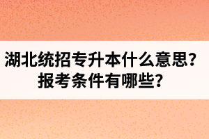 湖北統(tǒng)招專升本什么意思？報(bào)考條件有哪些？