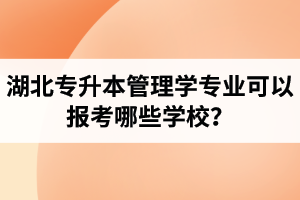 湖北專升本管理學(xué)專業(yè)可以報考哪些學(xué)校？屬于管理學(xué)的專業(yè)有哪些？