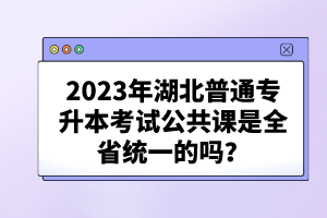 2023年湖北普通專升本考試公共課是全省統(tǒng)一的嗎？