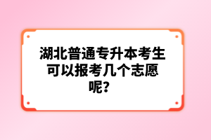 湖北普通專升本考生可以報考幾個志愿呢？