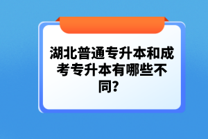 湖北普通專升本和成考專升本有哪些不同？