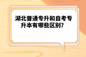 湖北普通專升和自考專升本有哪些區(qū)別？