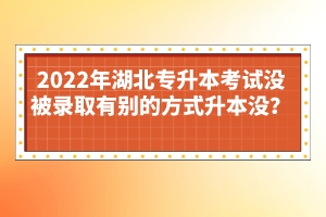 2022年湖北專升本考試沒被錄取有別的方式升本沒？