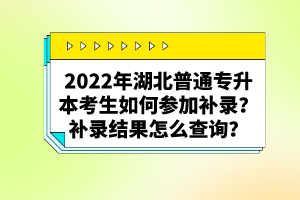 2022年湖北普通專升本考生如何參加補(bǔ)錄？補(bǔ)錄結(jié)果怎么查詢？