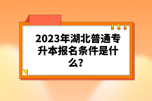 2023年湖北普通專升本報名條件是什么？