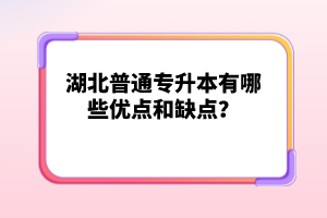 湖北普通專升本有哪些優(yōu)點和缺點？
