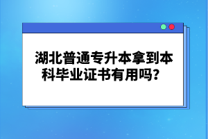湖北普通專升本拿到本科畢業(yè)證書有用嗎？