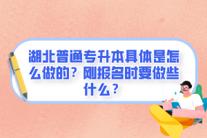 湖北普通專升本具體是怎么做的？剛報(bào)名時(shí)要做些什么？