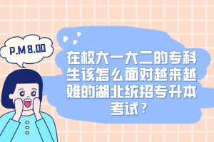 在校大一大二的?？粕撛趺疵鎸υ絹碓诫y的湖北統(tǒng)招專升本考試？