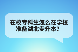 在校?？粕趺丛趯W(xué)校準(zhǔn)備湖北專升本？